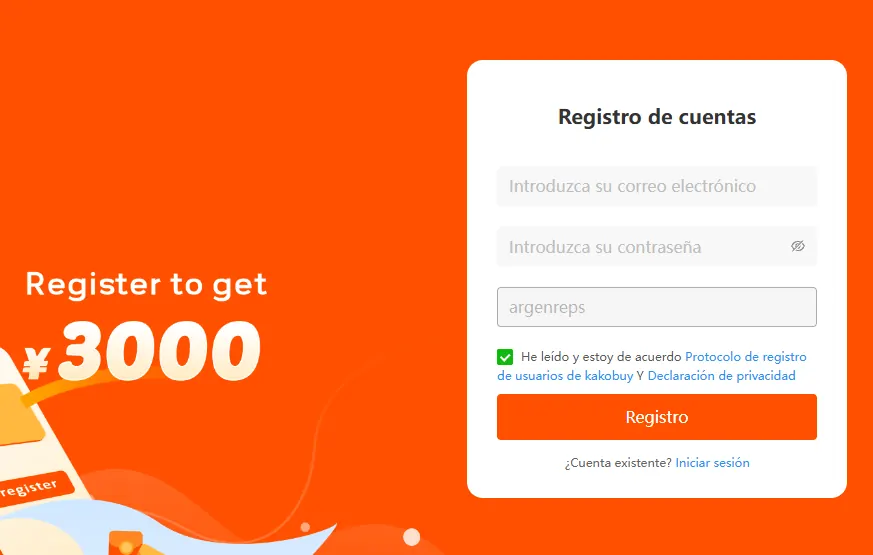 Registro en Kakobuy